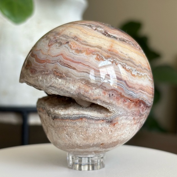 Crazy Lace Agate Sphere with Druzy Pocket - Picture 8 of 14